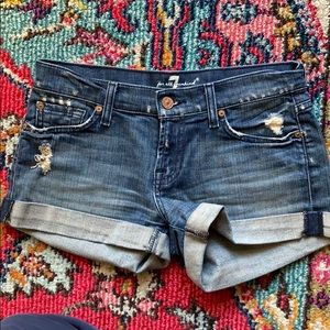 7 for All Mankind Distressed Denim Shorts